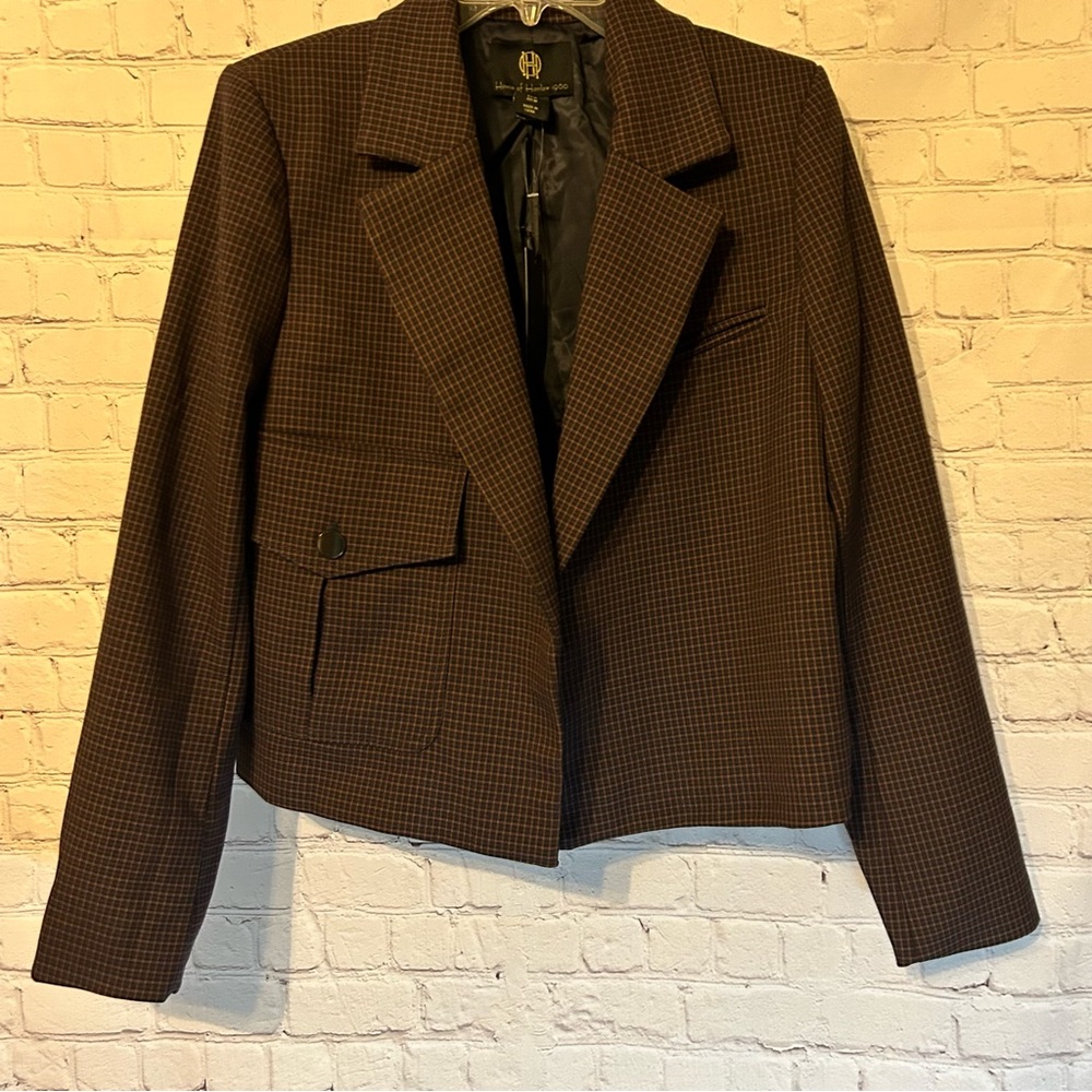 NWT House of Harlow 1960 micro plaid blazer, M